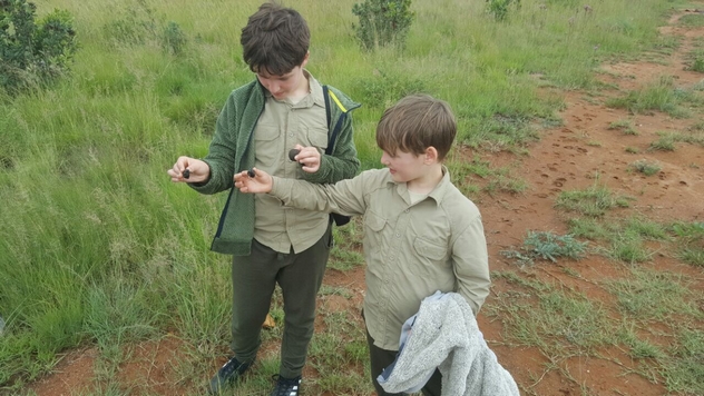 Children on a game drive in the African bush